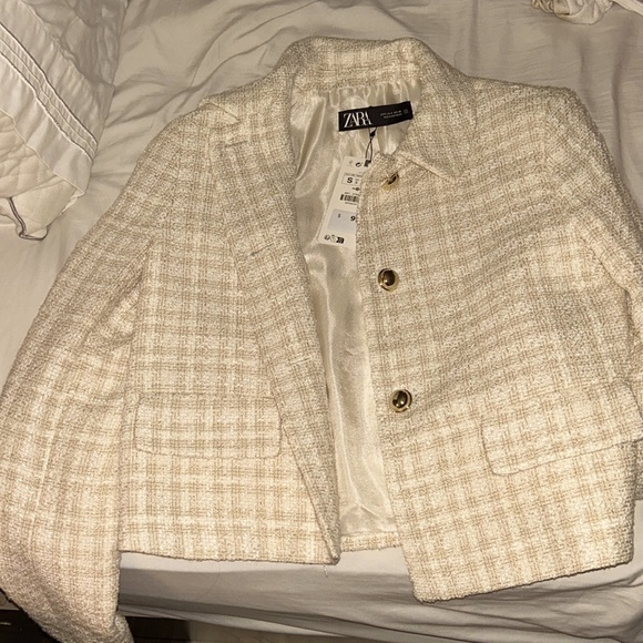 Beige Checkered Zara Blazer size small ($80) - Picture 1 of 1